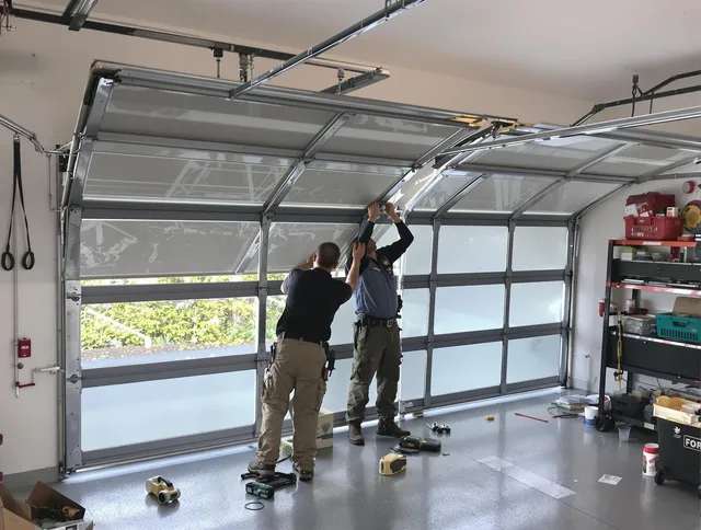 Buckeye Garage Door Repair expert performing precise panel replacement on Buckeye garage door